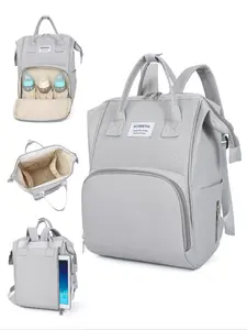 Large-Capacity Multi-Layer Solid Color Backpack, Casual Style Mommy Bag, Perfect for All Seasons, Ideal Gift for Holidays, Laptop Travel Backpack, Laptop Compartment Backpack