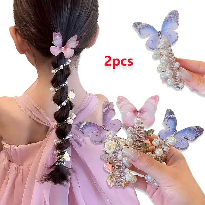 Set of 2 Mesh Bow Headbands, Cute Beaded Floral Design for Girls, Ideal for Daily Wear & Parties, All-Season Headwear, Everyday Accessories, Durable Plastic Headbands, Bow Hair Accessories, Hair Decor