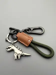 Motorcycle Decoration Accessories and Car Keychain Single Leather Woven Rope Metal Keychain Handbag Pendant Small Gift