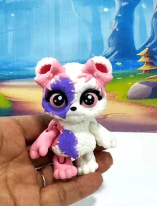 Patchwork Bear Fidget Toy, White, 3" 3D Printed Articulated Teddy Bear, Poseable Halloween Decor