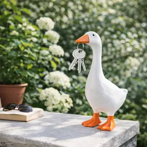Premium Desk Goose Statue-Resin Desktop Goose With Magnetic Beak Used Storage,interesting Office Table Goose Decoration, Suitable Bathroom, Kitchen,Dormitory, Garden Decoration,cute goose figurine with strong magnet and key holder/hanger desktop decor