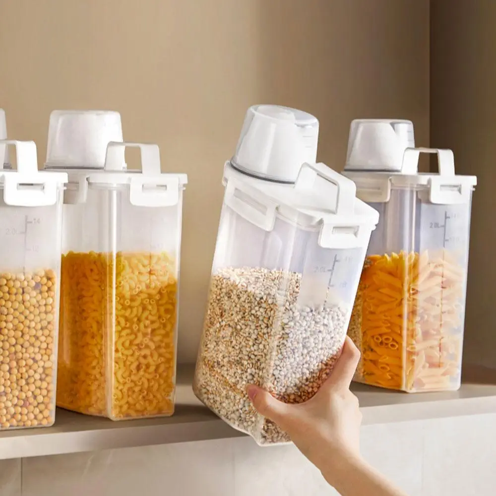 Airtight Food Storage Container with Handle & Lid, Portable Square Tank for Rice, Grains, Leak-proof Insect-proof Food Storage Container, Kitchen Orga