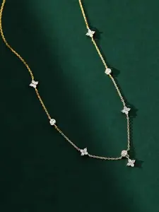 ZYNE 1 Piece Elegant Rhinestone Decorated Flower Design Pendant Necklace, Dangling Charms Necklace For Women For Gift, Clavicle Chain Necklace, Copper Jewelry