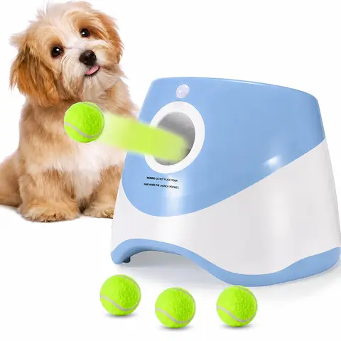 Automatic Dog Ball Launcher with 3 Mini Tennis Balls (2 Inch), 3 Adjustable Distances, Small & Medium Dogs Interactive Toy for Indoor Outdoor Play Durable Chew sohochic sohochic sohochic sohochic sohochic