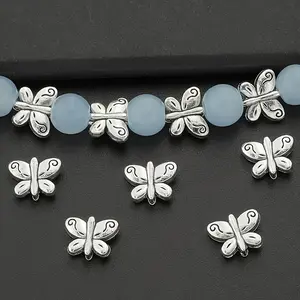 67/137pcs Of Ancient Silvery Alloy Butterfly Beaded Spacer Beads, Suitable for DIY Jewelry Making, Earrings, Bracelets, Necklaces, Keychains, Accessories, Craft Goods, Ideal Gifts for Friends And Family