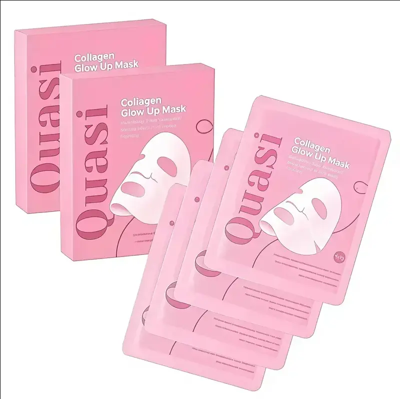 Quasi Collagen Glow Up Mask 2.0, BioCollagen Face Mask, Firm Skin Deep HydratingMasks for Wrinkle Reduction and PoreMinimization - Glow like Glass Skin (4Pcs/1Box)  #sohochic