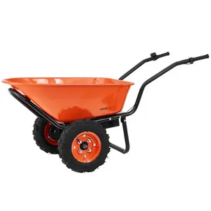 VEVOR Electric Wheelbarrow Cart, 500W Powered Utility Garden Wagon Dump Cart, 7 Cu. Ft. Load 573 lbs Capacity with Metal Handle 16 Track Wheels, Two Wheel Barrow Yard Cart Wagons for Lawn Farm