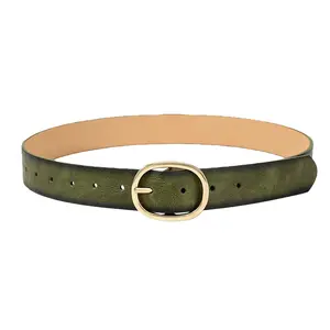Retro Waist Belt - Soft Leather with Gold Buckle for Elevating Outfits，3.3 CM Wide × 130 CM Long