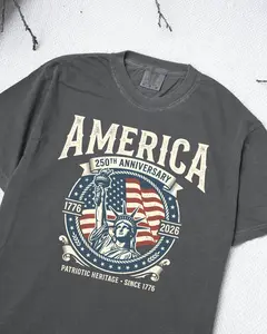 Comfort Colors 4th July T shirt 250th Anniversary T-Shirt, Independence Day 1776 2026 Patriot Gift Tee PAT MNG Classic Fit Soft Relaxed Vintage Look - Casual Top