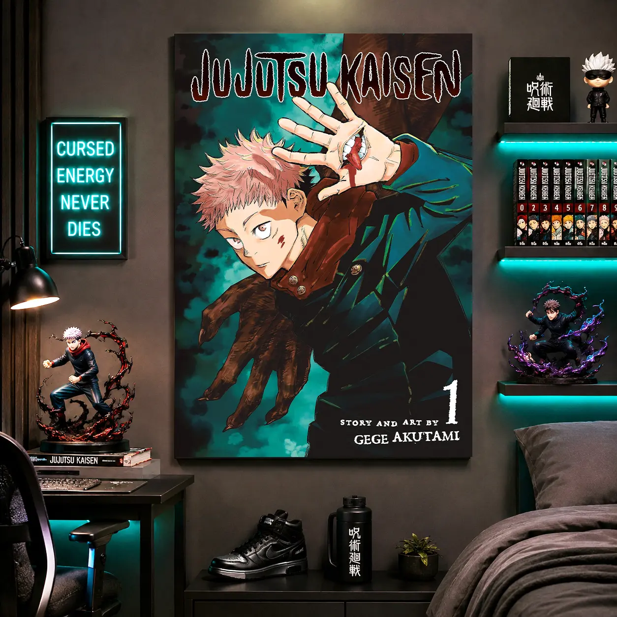 Jujutsu Kaisen Sukuna Canvas Wall Art Poster, Anime Manga Room Decor, Red Black Comic Artwork for Bedroom Dorm Gaming Room, Gift for Anime Fans