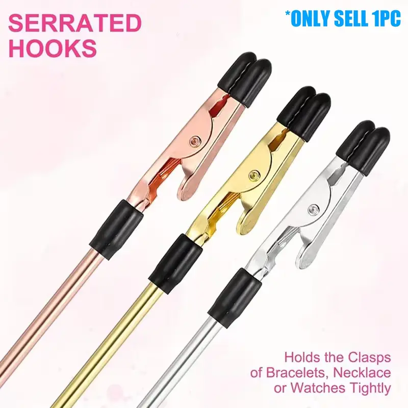 Non-Slip Bracelet Aid Clip with Silicone Head, Easy Bracelet Wearing Tool, Bracelet Extension Helper, Essential Jewelry Accessory, Necklace, Watches, Clasp
