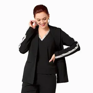 Vivica A. Fox Collection Luxe Crepe Knit Blazer with Metallic Trim