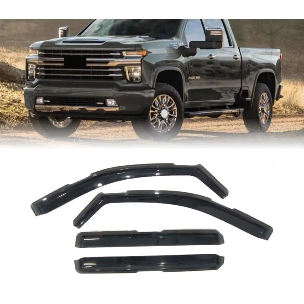 Window Visor Rain Guards Shield for Silverado 2020-2025 Crew Cab Only,4 PCS Window Visor Guard Window Wind deflectors, in-Channel