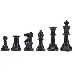 WE Games Color Bright Plastic Staunton Tournament Chess Pieces with 3.75 in. King - Half Chess Set of Chess Pieces Only, Black