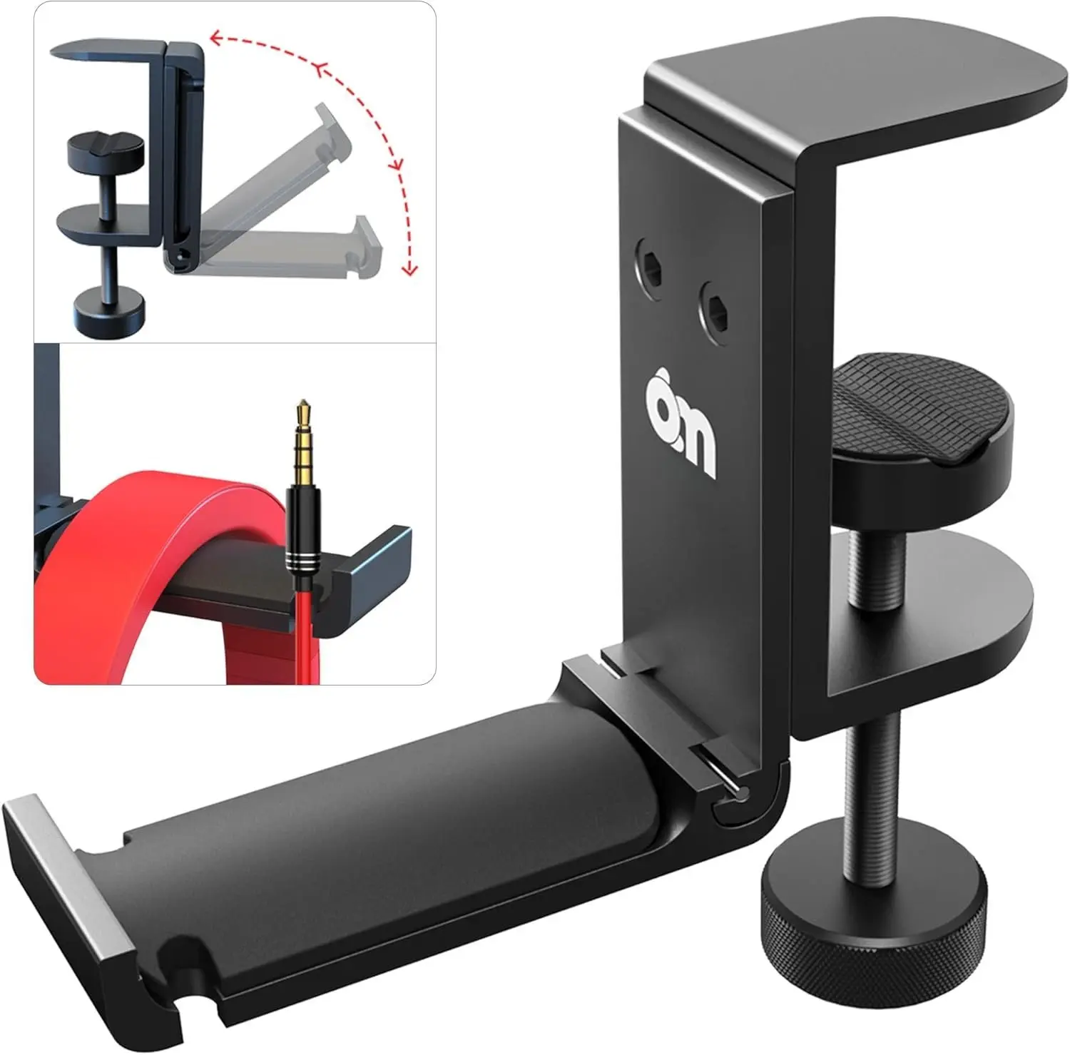 Foldable   Headphone Hook Holder for Desk, Under Desk Headphone Hanger Stand with  Organizer, Headset Holder Clamp for PC Gaming Headsets, Bag Hooks, Desk Accessories