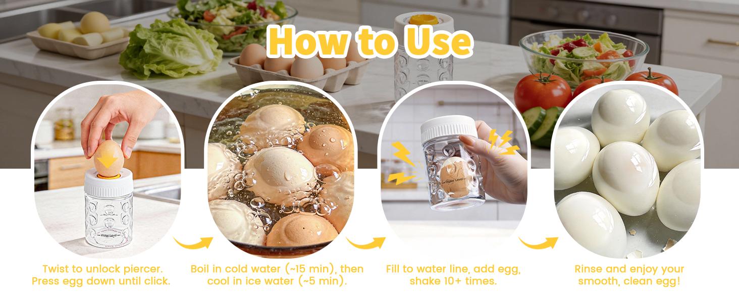 Summervibes Egg Peeler with Piercer, Kitchen Utensils for Cracking Prevention, 10s Fast Peeling Summervibes Egg Peeler with Piercer, Kitchen Utensils for Cracking Prevention, 10s Fast Peeling