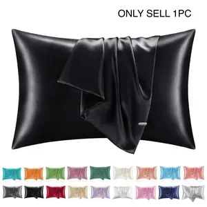 Solid Color Satin Pillowcase, Modern SimplePillowcase without Filler, Soft Comfortable PillowCover for Home Bedroom Dormitory, BeddingSupplies,skin-friendly with Envelope Closure,Cool Bedroom,Bedroom Accessories, SilkyBedding