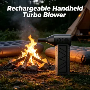 Handheld Turbo Cooling Blower, Rechargeable 3/5-PC Set with Swap Nozzles, Steady Turbo Breeze for Quick Cooling, Surface Drying & Fine Dust Cleaning, Ergonomic Handheld Design, Great for Desk, Car Vents & Small Area Refresh