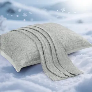 Cooling Pillow Cases for Hot Sleepers,  Q-Max 0.5 Cooling Pillowcases, Both Sides(Cooling/Cotton), Breathable Soft Pillowcase for Hair and , Set of 2-Gray (Standard (20" x 26"))