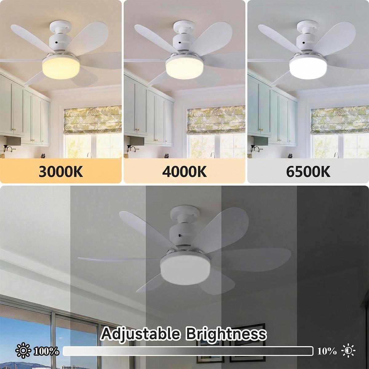Portable E27 Fan Light with Remote – 12W Quiet Fan + 18W 3-Color LED, Screw-in Ceiling Light for Bedroom, Kitchen #CeilingFan