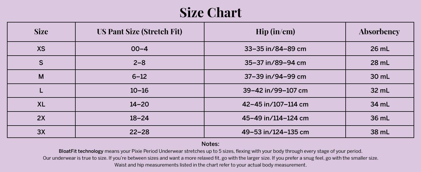 Pixie Organic Cotton Period Underwear for Women, Teens & Plus Size – Leakproof Bikini with BloatFit Technology for Feminine Care, Soft & Breathable, Absorbs 5–7 Tampons – Size XS to 3XL Black