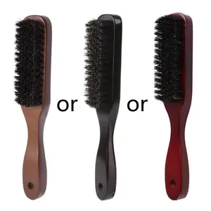 Men’s Boar Bristle Mustache Brush with Wooden Handle for Facial Beard Cleaning