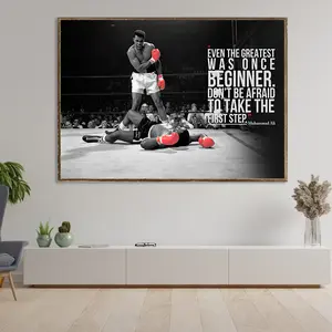 MA Boxer Wall Art Poster Mike Tyson Muhammad Ali Motivational Quote Home Decor Artwork Decoration