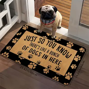 Soft Flannel Pet Mat with "Just So You Know There'S Like a Bunch of Dogs in Here" Graphic, Quick-Dry, Washable Floor Mat for Entryway, Bathroom, Kitchen, Living Room, Office Decor, Pet Mat | Playful Dog Design | Durable Pet Mat, Dog Accessories