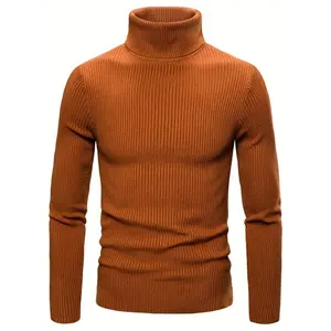 Men's Turtle Neck Knitted Slim Fit Sweater - Casual Warm Solid High Stretch Pullover Sweater - For Fall & Winter - For Men - Made from Soft Knitted Fabric - Perfect Gift for Cold Weather