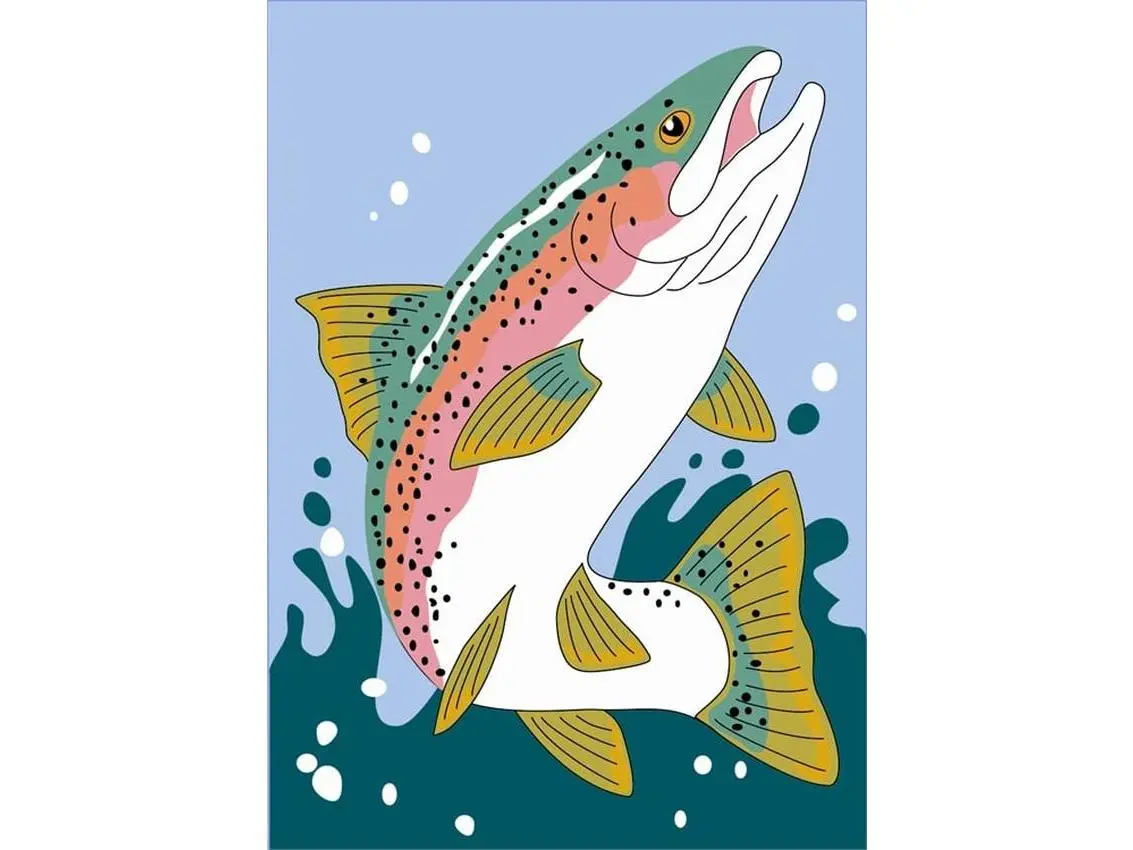 Jozie B 793 Trout Flag Banner, Large, Festive Home & Party Decor Gift, Banners