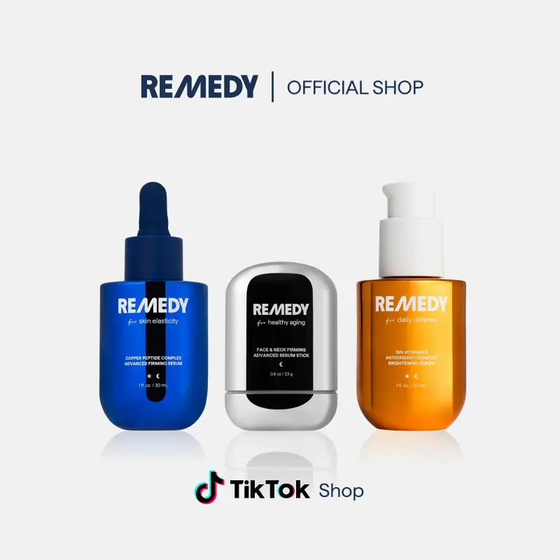 REMEDY Skin Renewal Bundle - Copper Peptide Serum, Vitamin C Serum + Firming Retinal Neck Stick