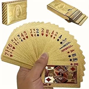 54 Gold Playing Cards |   Premium Durable Waterproof Deck |   Flexible Wear-Resistant Poker Cards for Parties & Card Games