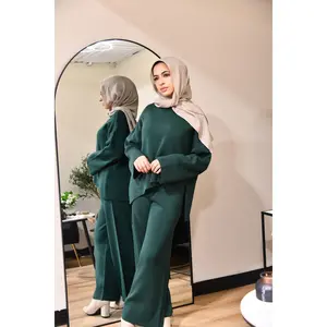 Fleece 2 Piece Knit Set - Emerald Green