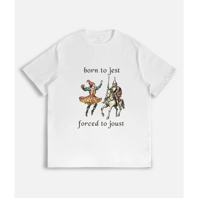 Funny "Born to Jest" Graphic Tshirt for Men | Pure Cotton Crew Neck with Fade-Resistant Printed Art, Classic Unisex Fit