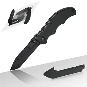 #fathersdaygift Swiss+Tech Pocket Folding Knife, Replaceable Blade Tactical Knife with Pocket Clip, Extra 4 Blades Included, for Outdoor, Tactical and EDC