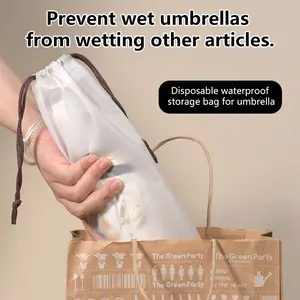 5 Pack, thick waterproof and dustproof umbrella storage bag, frosted drawstring bag, disposable umbrella storage bag, reusable, outdoor travel umbrella storage bag, waterproof/moisture-proof/dustproof/dirt-resistant, suitable for outdoor travel.