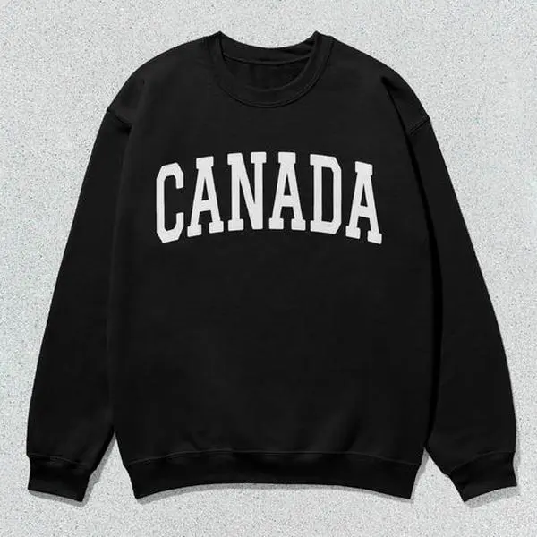 Men's Canada Collegiate Crewneck Pullover - Menswear Long Sleeve Preppy Look Slogan Print All Seasons Unisex Casual Round Neck Sweatshirt