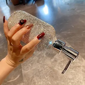 Luxury Rhinestone Embellished Freestanding Dispenser Set for Shampoo, Conditioner, and Body Wash - Sparkling Plastic Press Pump Containers, No Electricity Needed Soap