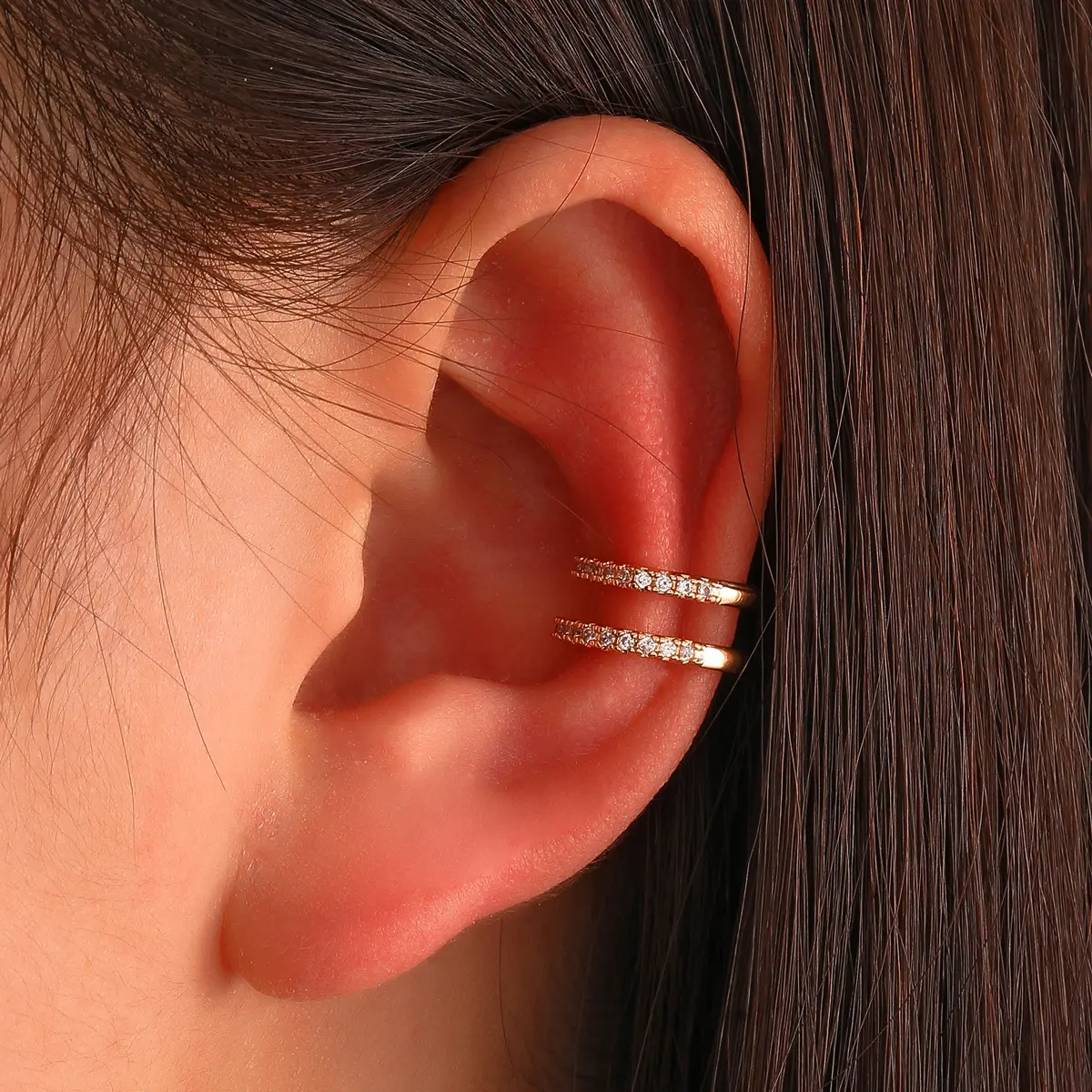 Bohemian Ear Cuff Set: Non-Piercing Inlaid Zircon Earrings for Women, Crystal Clip On Wrap Studs, Wedding & Party Jewelry