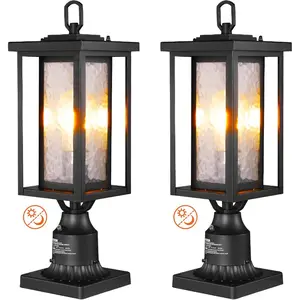VEVOR 2 Pack Dusk to Dawn Outdoor Post Light, 16.93 in, Waterproof Lamp Post Light Fixtures with 3.5 in Pier Mount Base Glass Shade, Lightning-proof Exterior Pole Column Light for Patio Garden PathwayVEVOR Super Brand Day