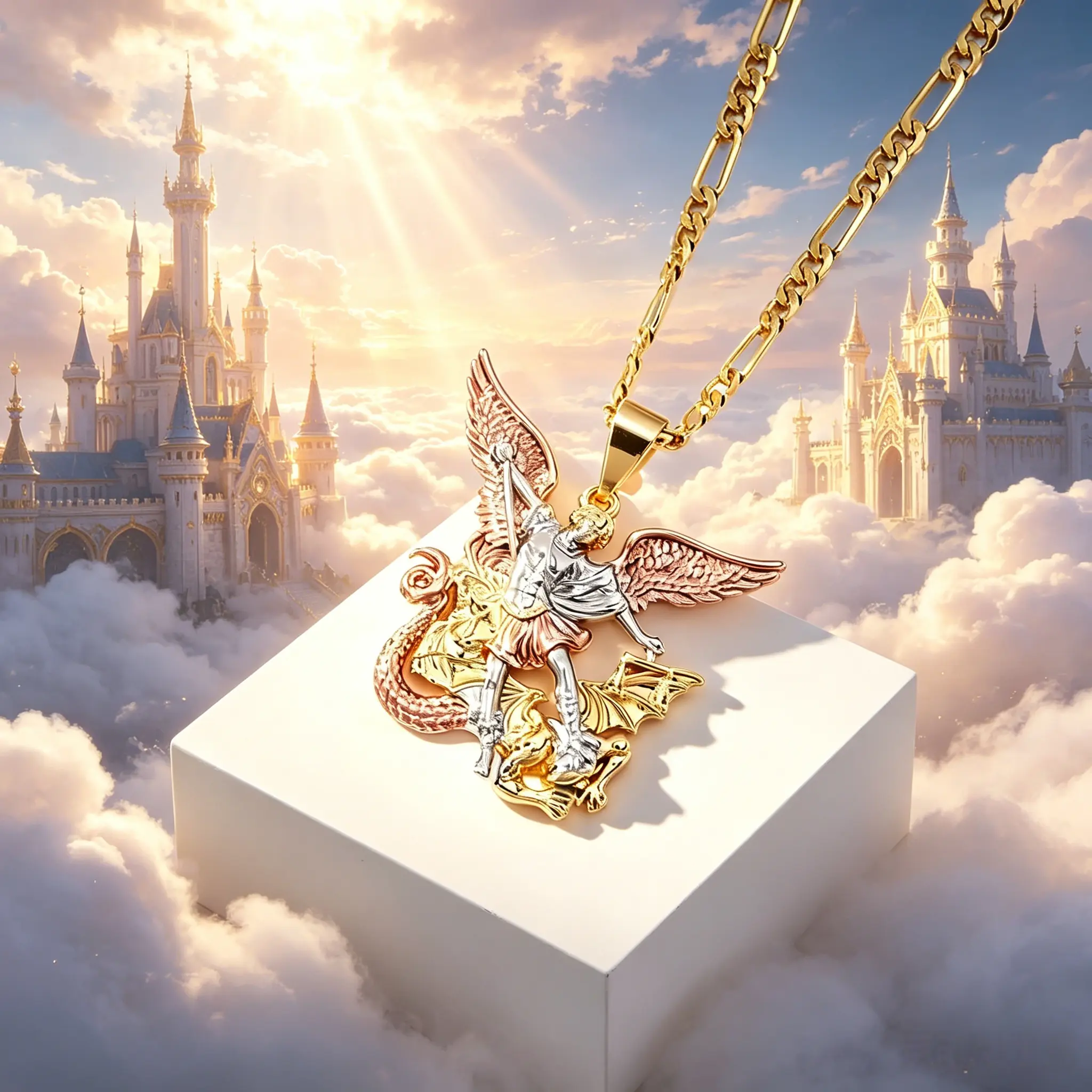 St. Michael Necklace, 14K Plated, Vintage and Elegant Design, Unisex, Perfect for DailyWear,Personalized necklace Suitable as a gift