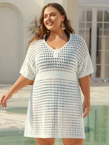 BloomChic Plus Size Women's Swimsuit Cover-Up [M-6X] - Curvy Clothing with Cut-Out Waist-Cinched Button Detail, 2026 Summer Beach Outdoor Wear Mother's Day Pick
