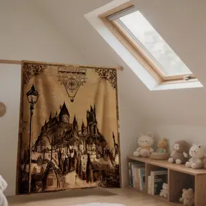 Vintage Hogwarts Castle Blanket, Soft Comfortable Warm Throw, Fuzzy Blanket, Ideal for Home Office Travel Dorm Camping, Throw Blankets