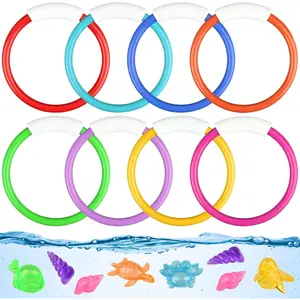 Dive Rings Pool Toys, 8 Pcs Colorful Diving Swim Rings for Kids, Underwater Training, Summer Swim Water Fun Pool Games for Kids Gifts