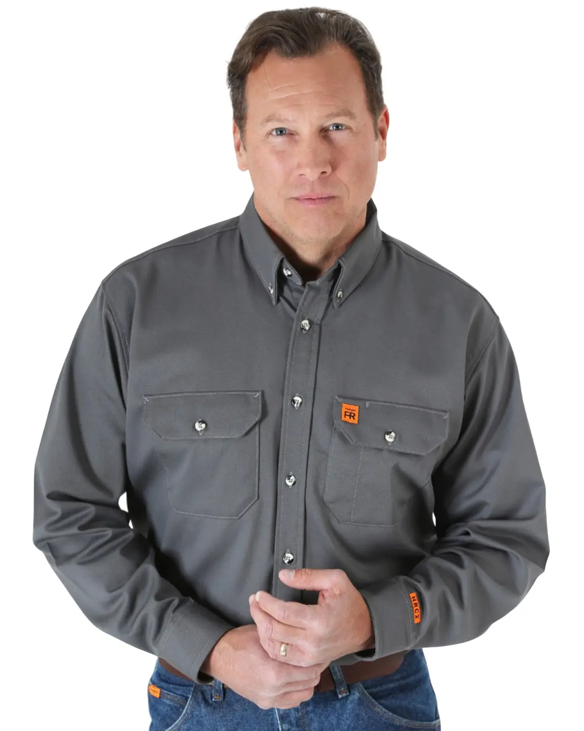 Wrangler Men's Riggs Men'S Fr Long Sleeve Button Down Work Shirt - Fr3w5gy