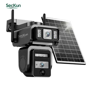 Seckun 2K Solar Dual-Lens Wireless PTZ Security Camera - 360° View, IP66 Waterproof, Color Night Vision, 2-Way Audio, PIR Human Detection, Auto Tracking, Spotlight Siren Alarm, WiFi, Cloud Storage, Card Support, Indoor/Outdoor Use