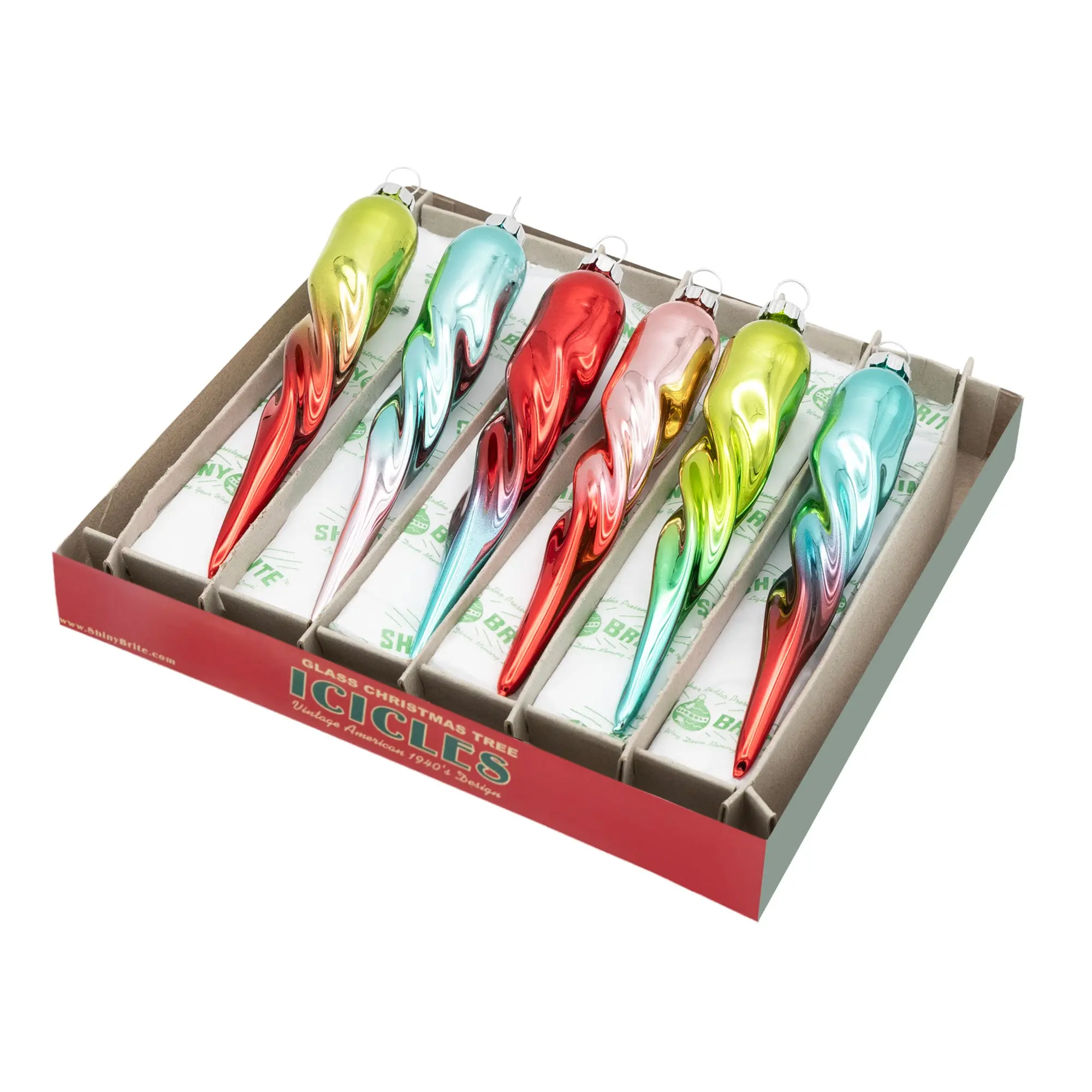 FESTIVE FETE 6 COUNT 5" GLASS ICICLES