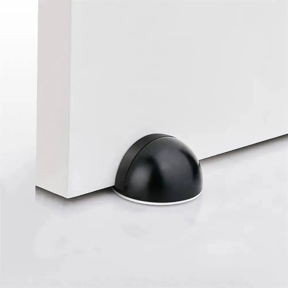Magnetic Doorstop, Semicircular Design Anti-impact Door Stop with Sunken Mounting Hole, Magnetic Suction Rubber Door Stop