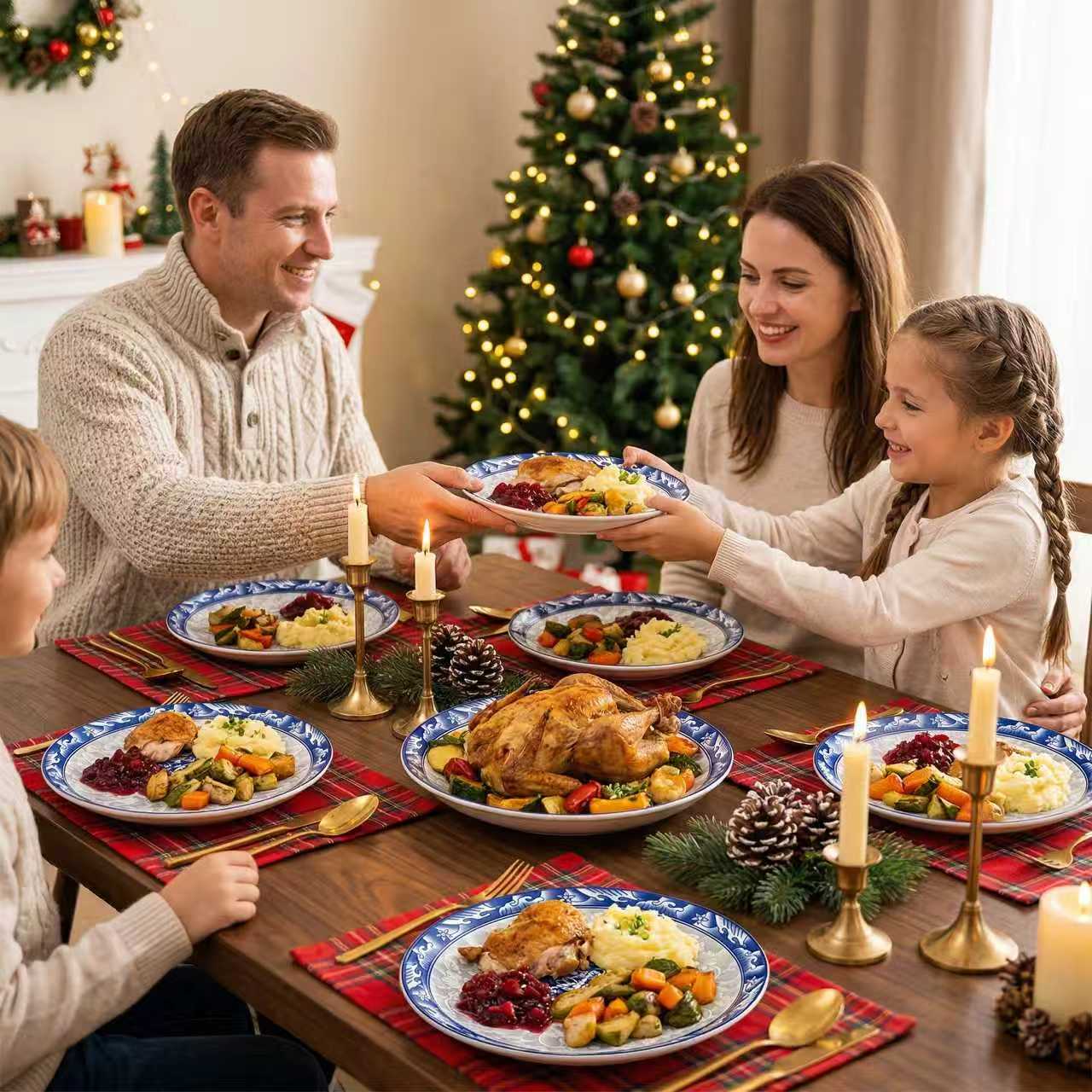 Viral Blue and White Ceramic Plate Set! BOYOU 8" Chinese Style Plates, Microwave & Dishwasher Safe. Underglaze Craft, Non-toxic & Durable. Thickened Deep Plates for Pasta, Salad & Fruit. Space-Saving Set of 4, Elevate Your Kitchen Style!