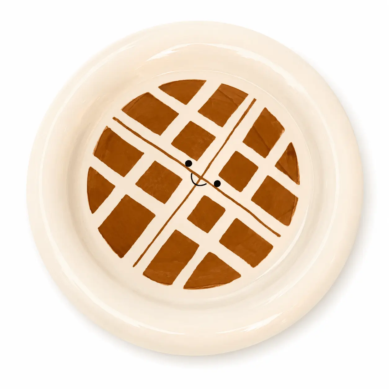GLAZE STORY Pangpang Waffle Plate - Cute Ceramic Dessert Dish, Kawaii Breakfast Serving Platter for Snacks, Cookies, Pastries - Unique Gift Idea
